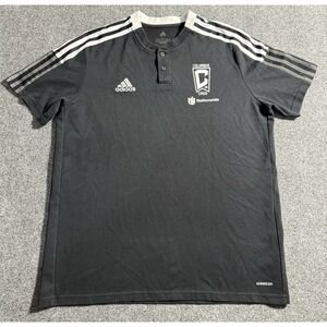 Columbus Crew Adidas Henley Aeroready Polo Shirt Large Black Soccer